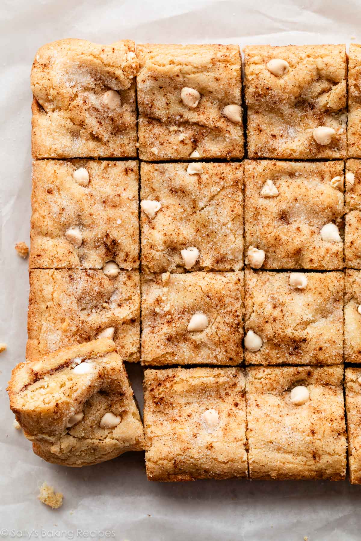 snickerdoodle bars with white chocolate chips.