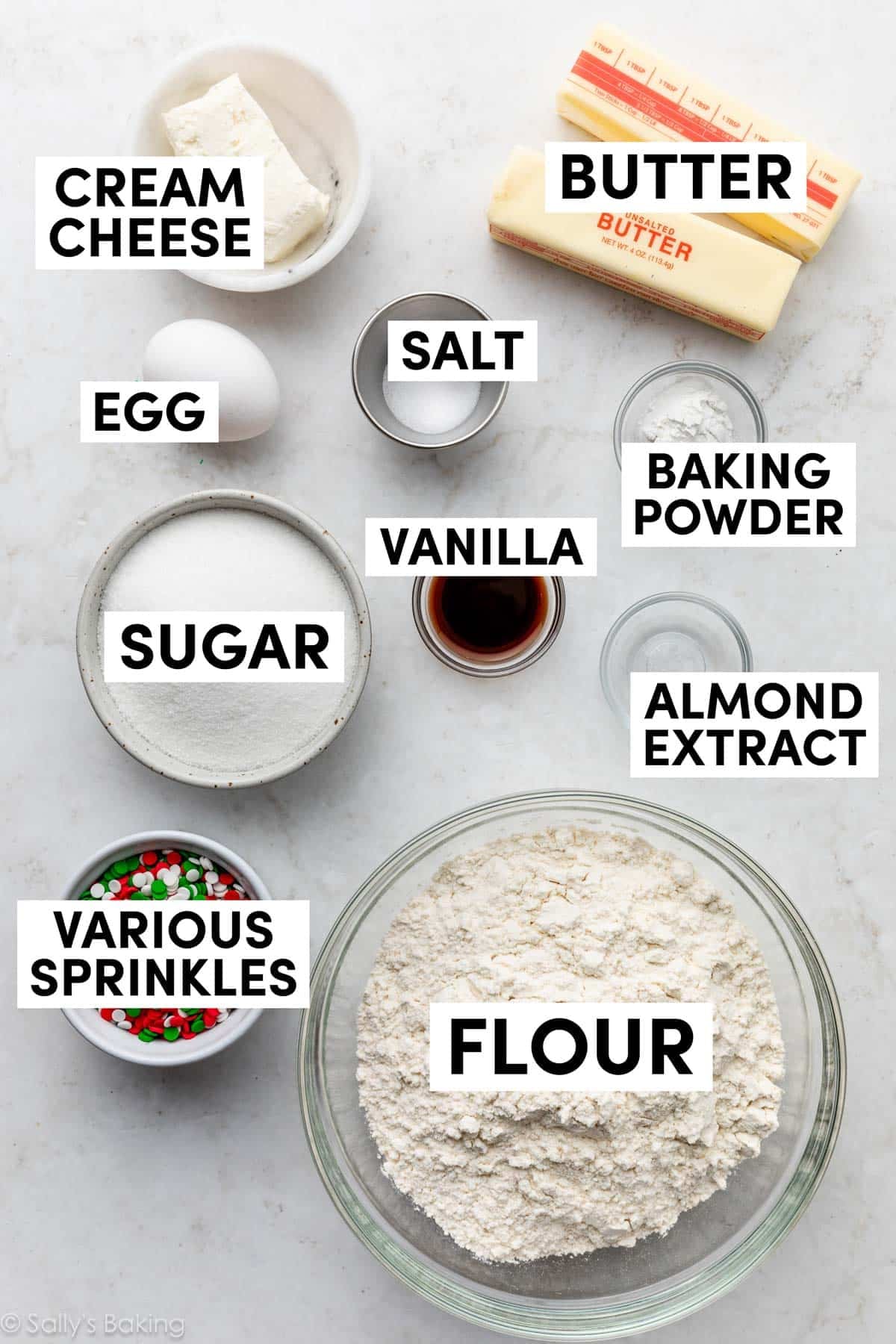 ingredients in bowls.