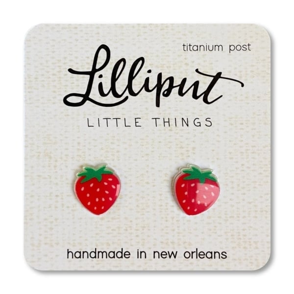 strawberry earrings.
