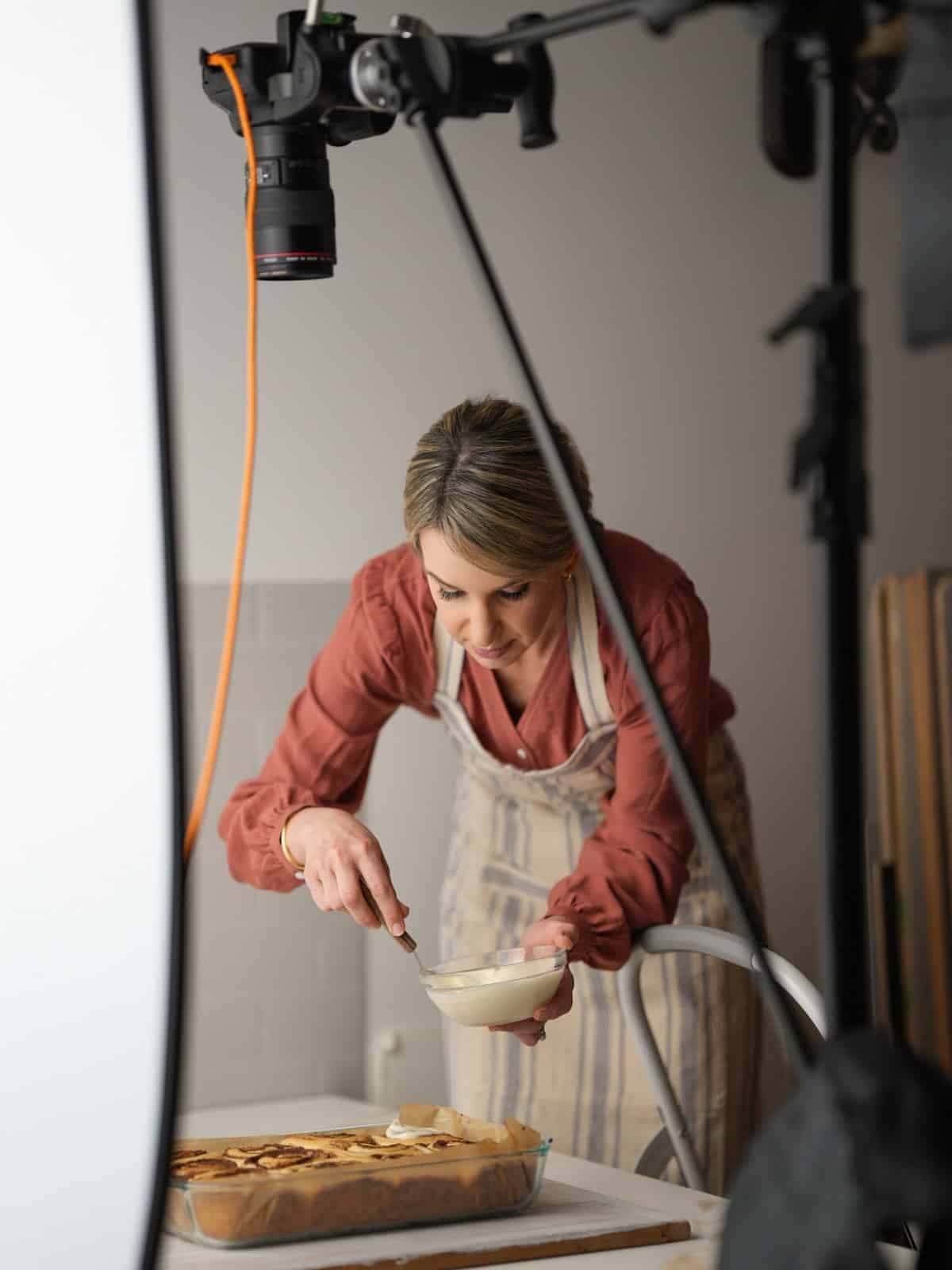 Sally with bowl of icing.