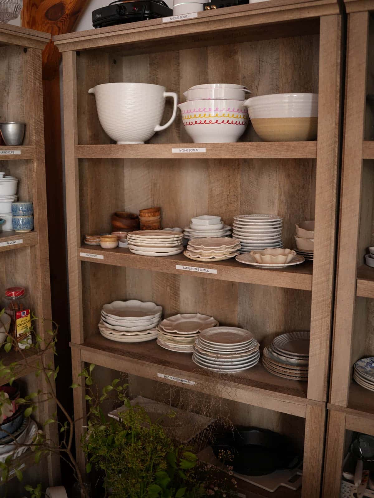 plates on shelves.