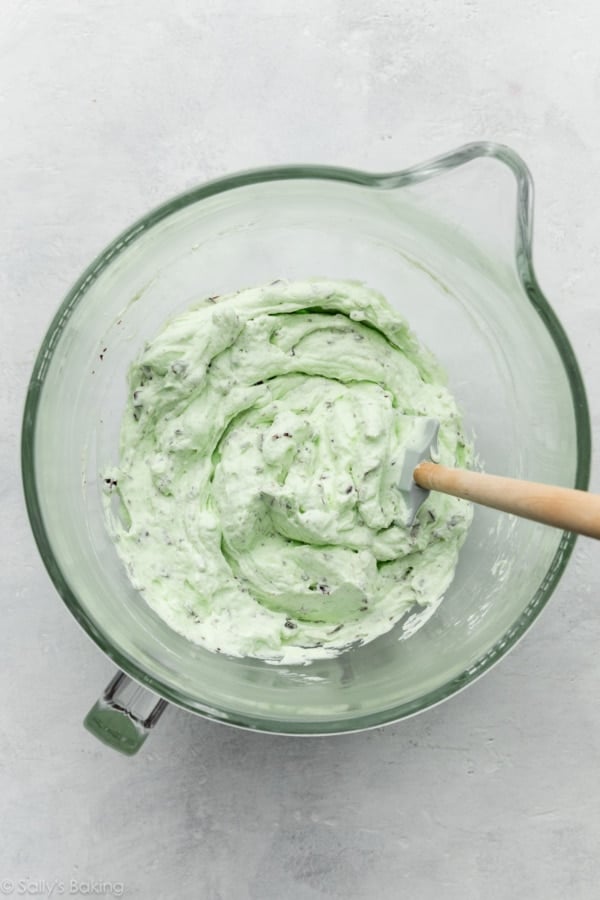 mint chocolate filling mixture in bowl.