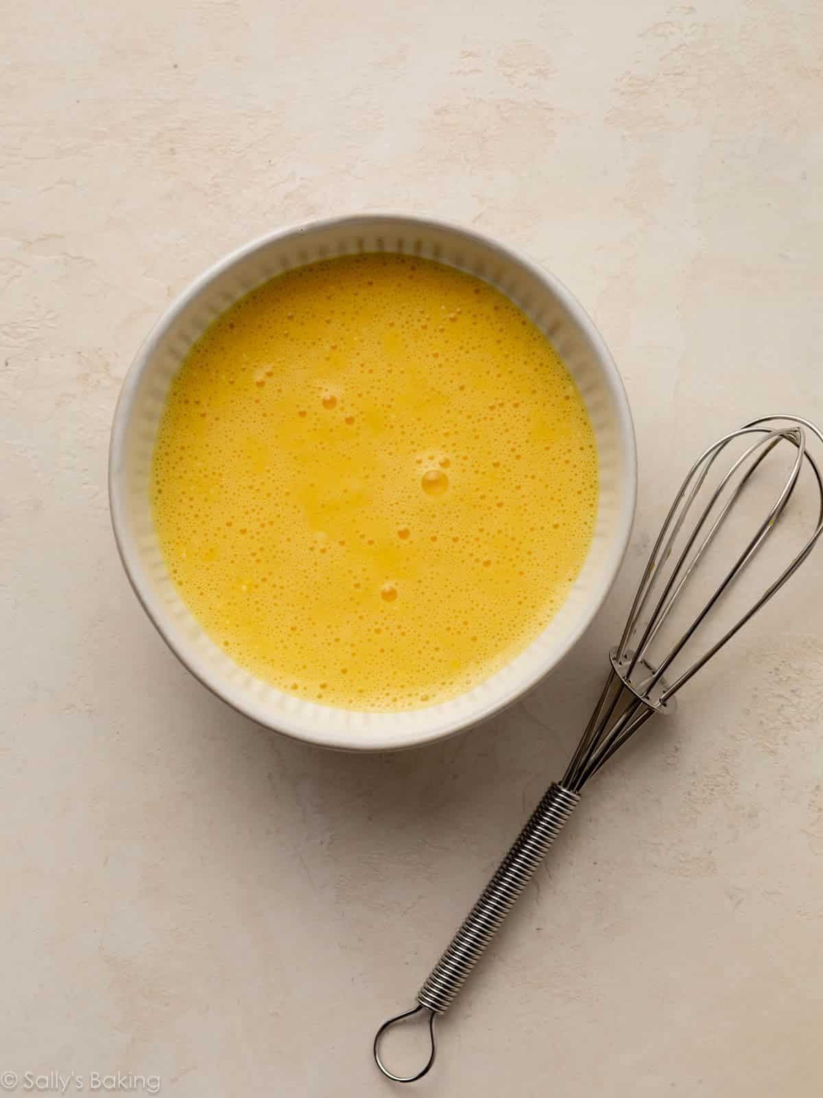 egg mixture in bowl.