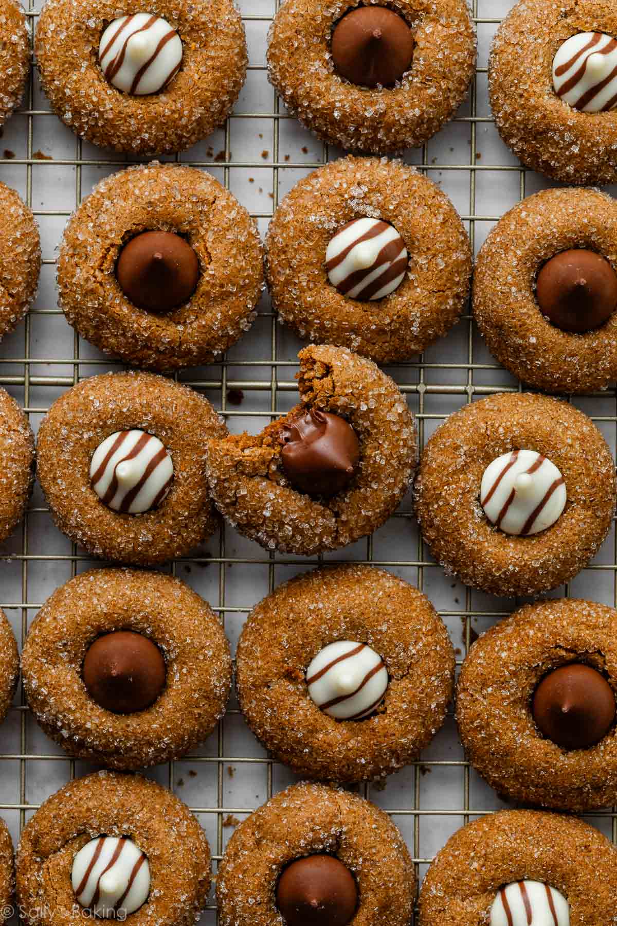 gingerbread blossom cookies on cooling rack.