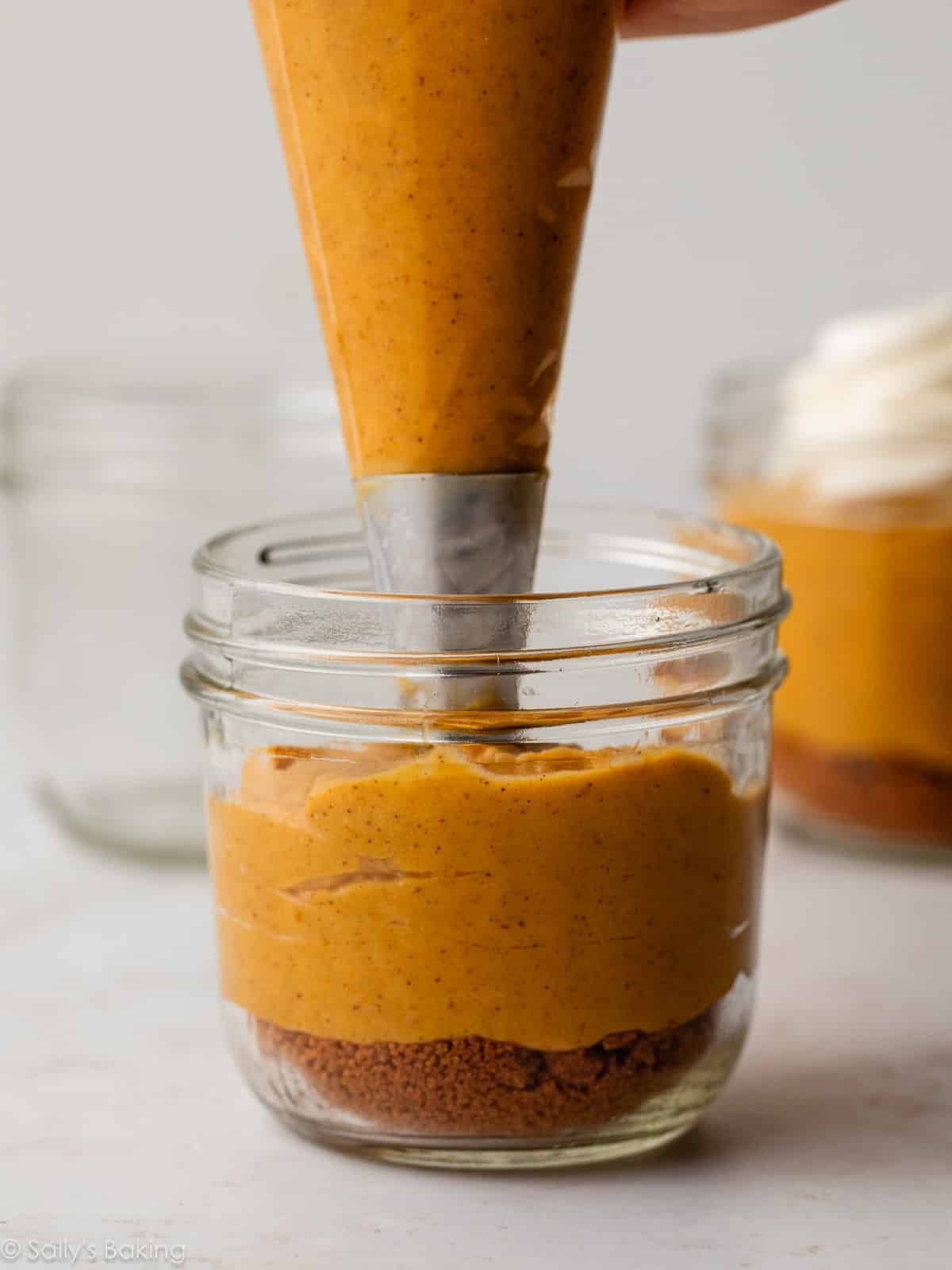 piping filling into jar.