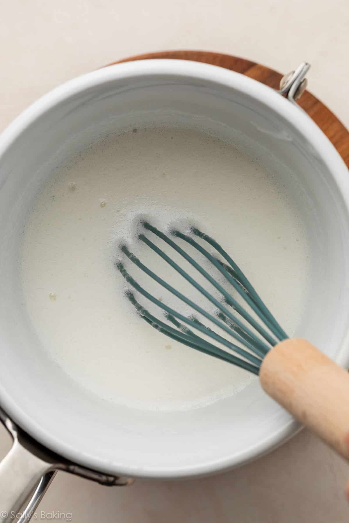 egg white mixture in double boiler.