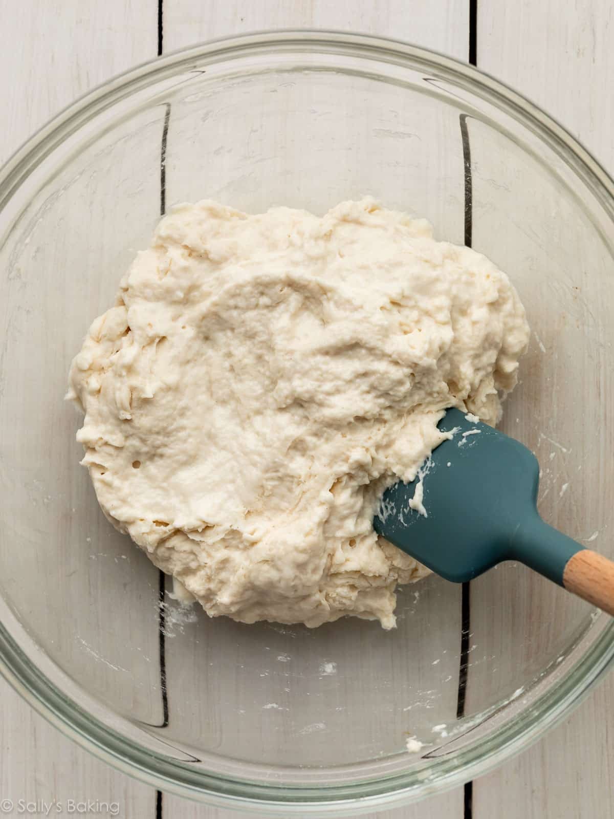 spatula mixing dough.